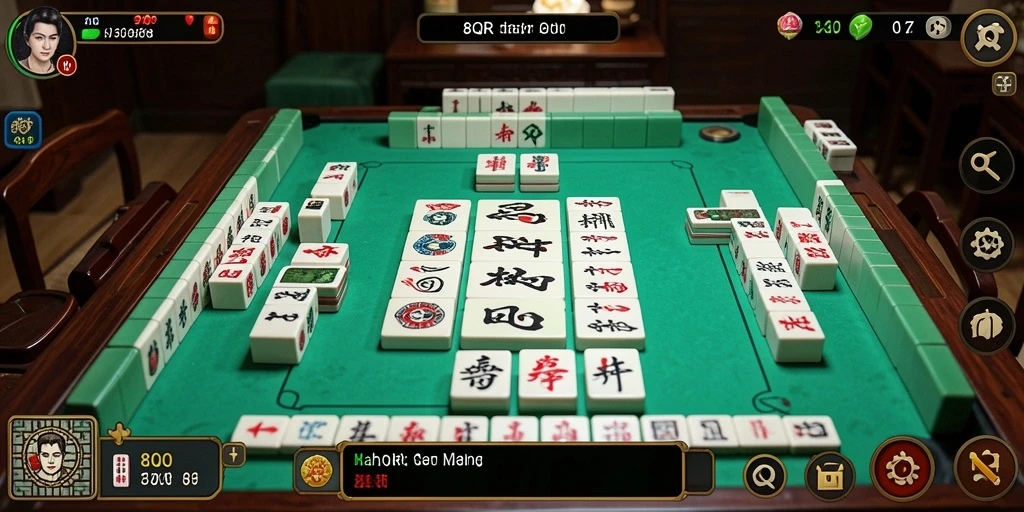 Tampilan menarik gameplay Mahjong di 8QR dengan ubin berwarna-warni.
