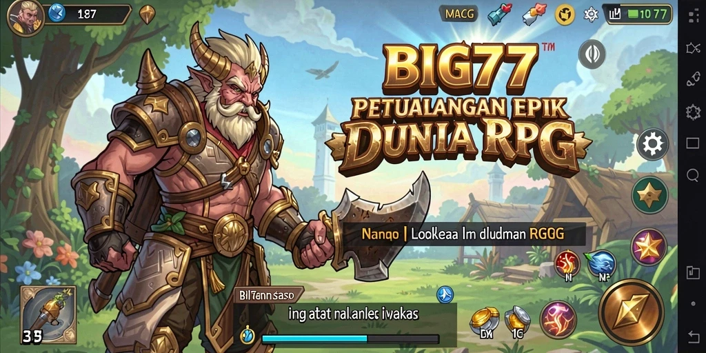 Tangkapan layar gameplay BIG77 menampilkan petualangan seru di dunia fantasi.