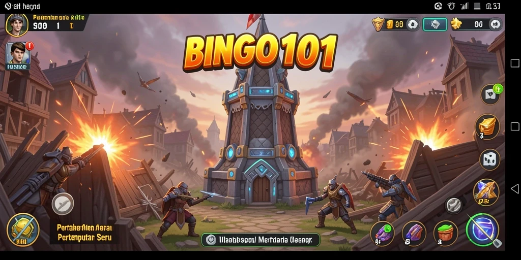 Tampilan gameplay BINGO101 yang seru dalam pertahanan menara.