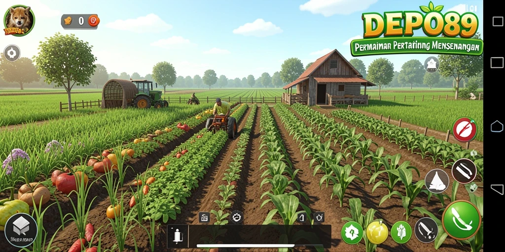 Tampilan gameplay DEPO89 yang menarik dengan berbagai aktivitas pertanian.