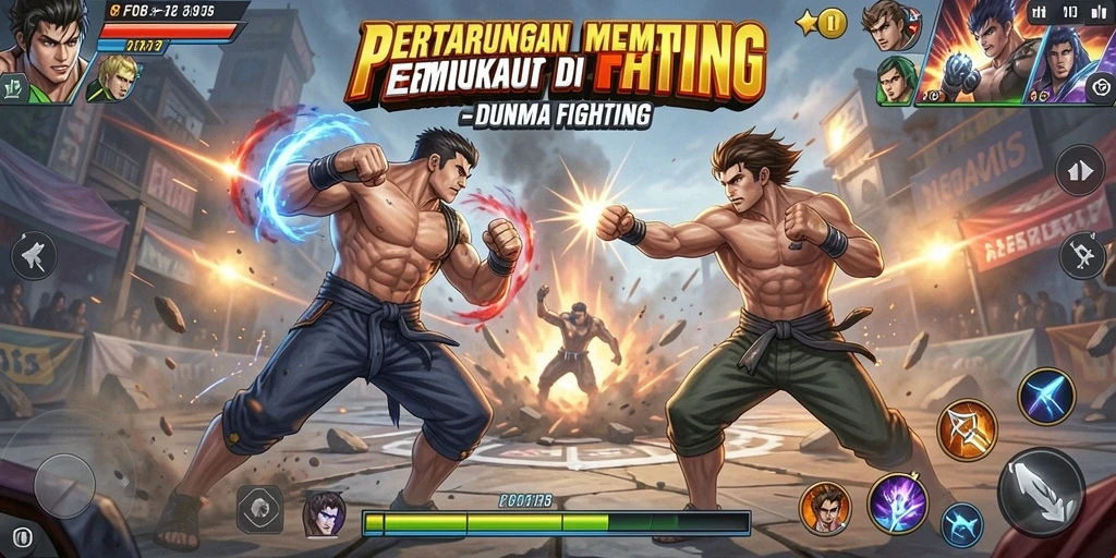 Screenshot gameplay FO8 menampilkan pertarungan yang intens dan karakter yang menarik.
