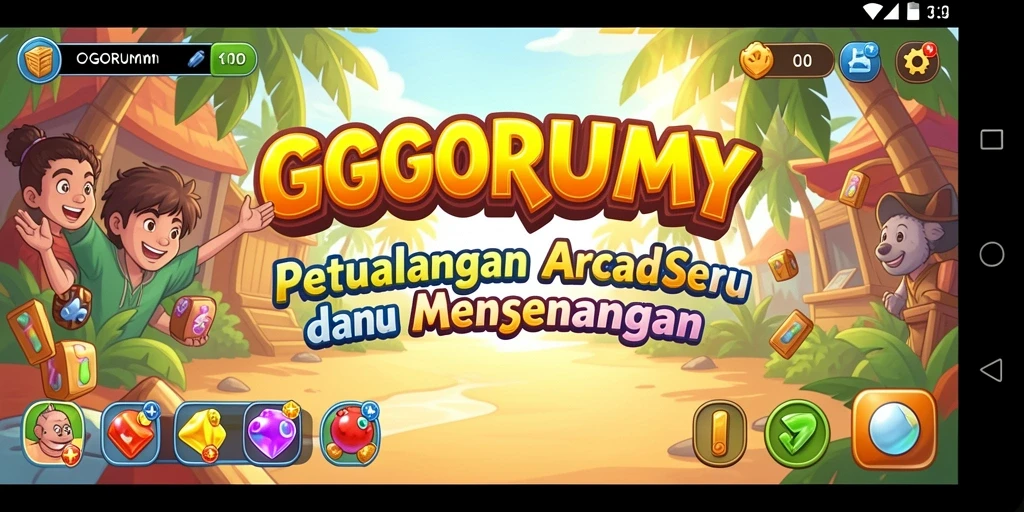 Tampilan gameplay GOGORUMMY yang penuh warna dan penuh aksi.