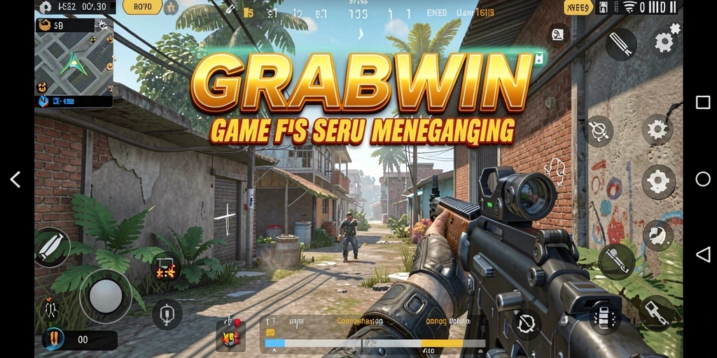Screenshot GRABWIN menampilkan aksi menembak seru dalam gameplay FPS.
