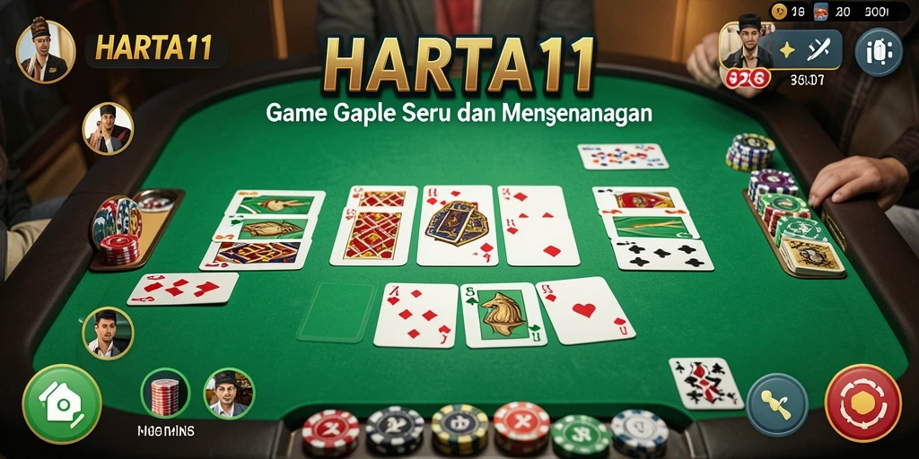 Tampilan screenshot HARTA11 yang menampilkan keseruan bermain Gaple.