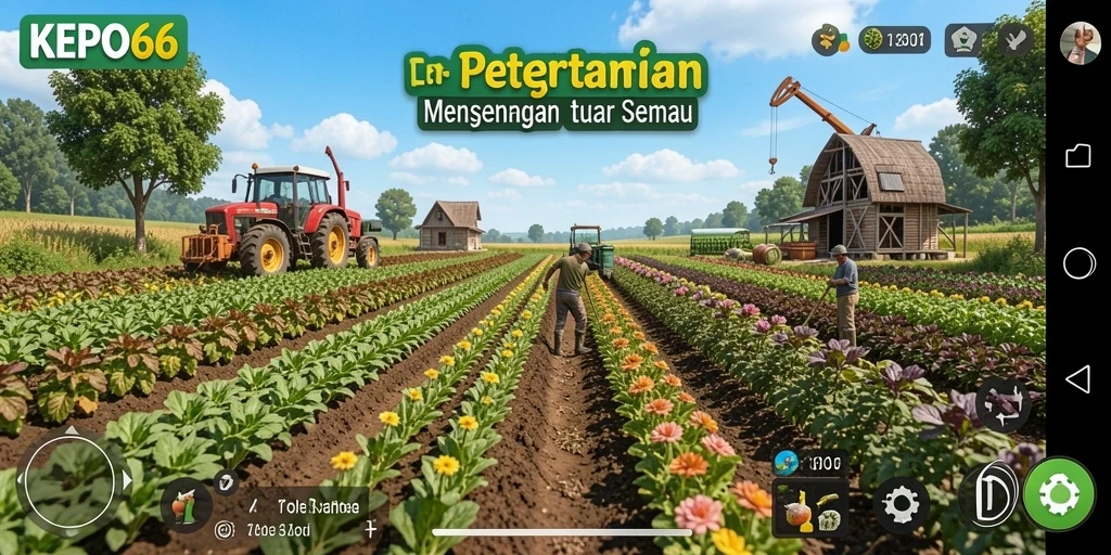 Tampilan gameplay KEPO66 dengan aktivitas pertanian yang seru.