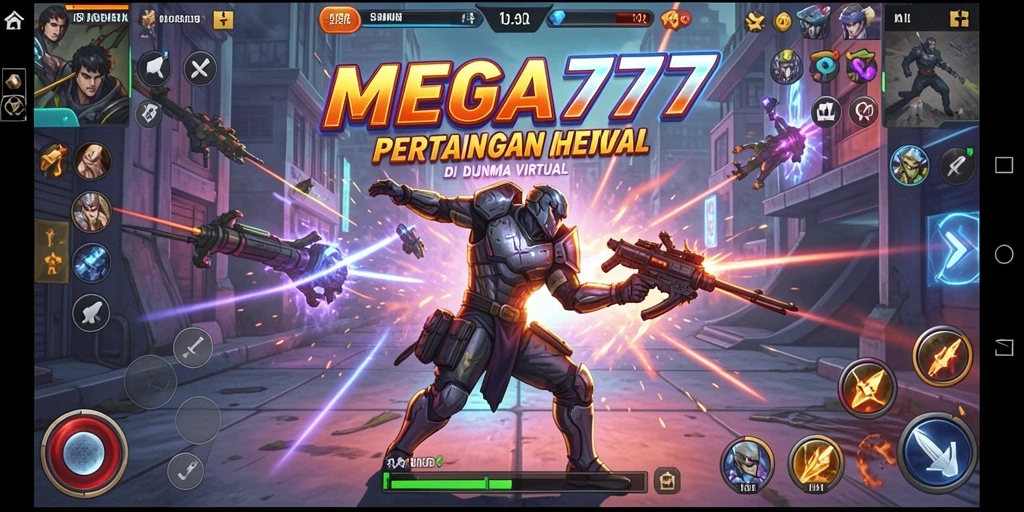Screenshot gameplay MEGA777 dengan aksi pertarungan yang mendebarkan.