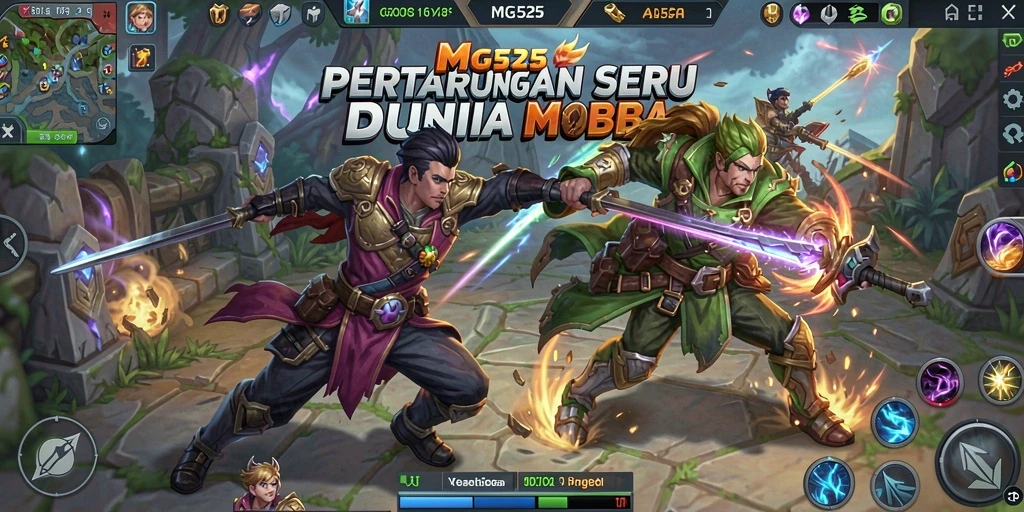 Tangkapan layar aksi intens dari permainan MOBA MG525.
