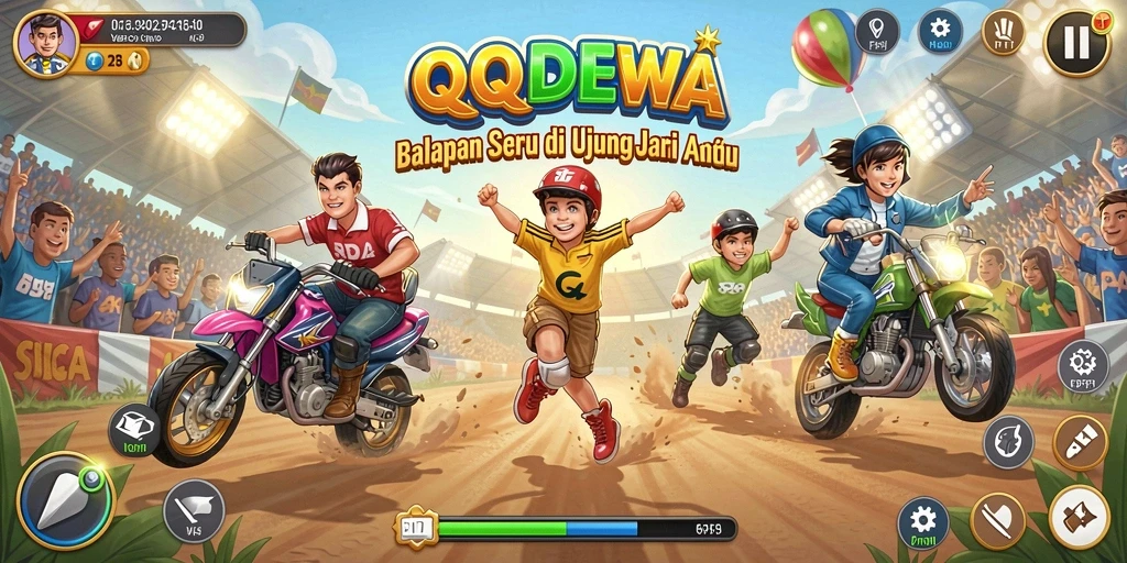 Screenshot gameplay QQDEWA yang penuh aksi balapan seru.