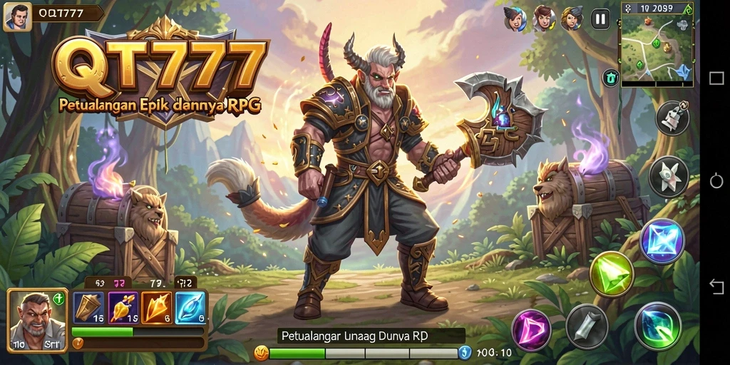Tampilan gameplay QT777 dengan aksi seru dan karakter menarik.