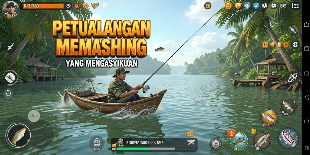 Tampilan gameplay koneksi memancing yang menantang dan mendebarkan