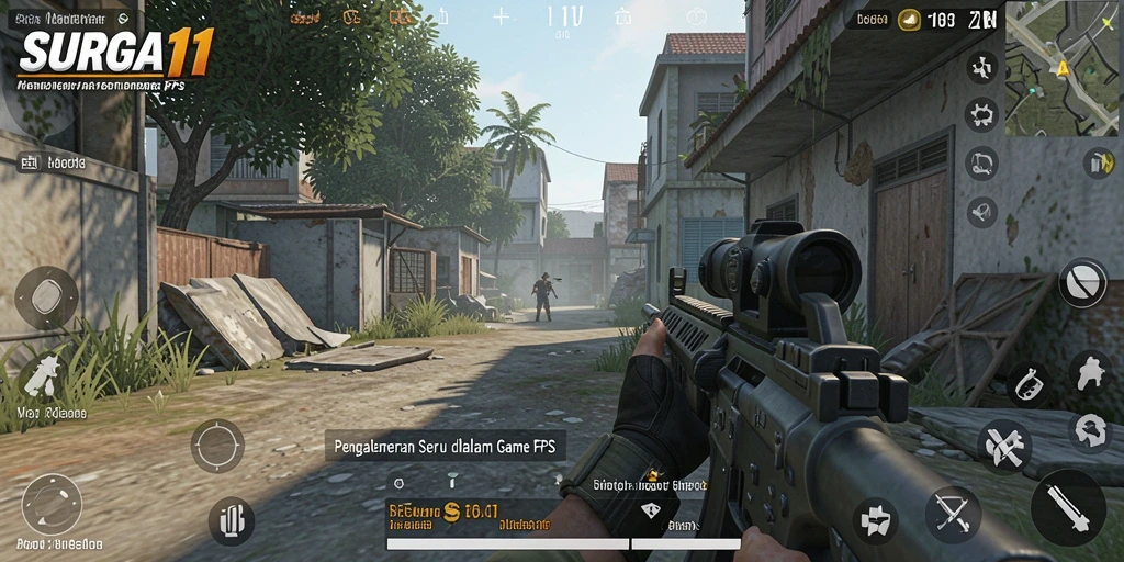Tangkapan layar utama SURGA11 menampilkan adegan intens pertempuran FPS.