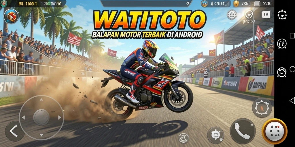 Screenshot gameplay WATITOTO dengan balapan motor yang mendebarkan