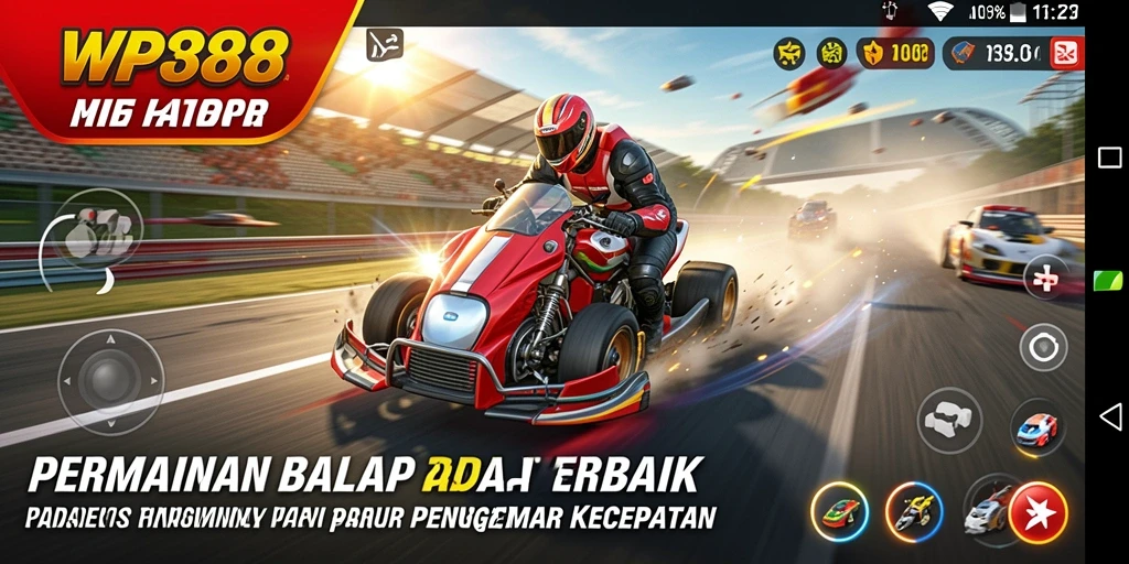 Tampilan gameplay WP888 yang seru dan mendebarkan dalam balapan.